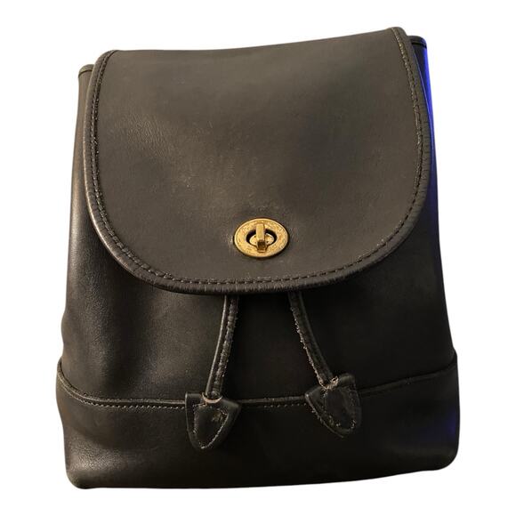 Coach Handbags - Coach Vintage Backpack Bag Turn Lock Leather 9791 Black 11.5×8n